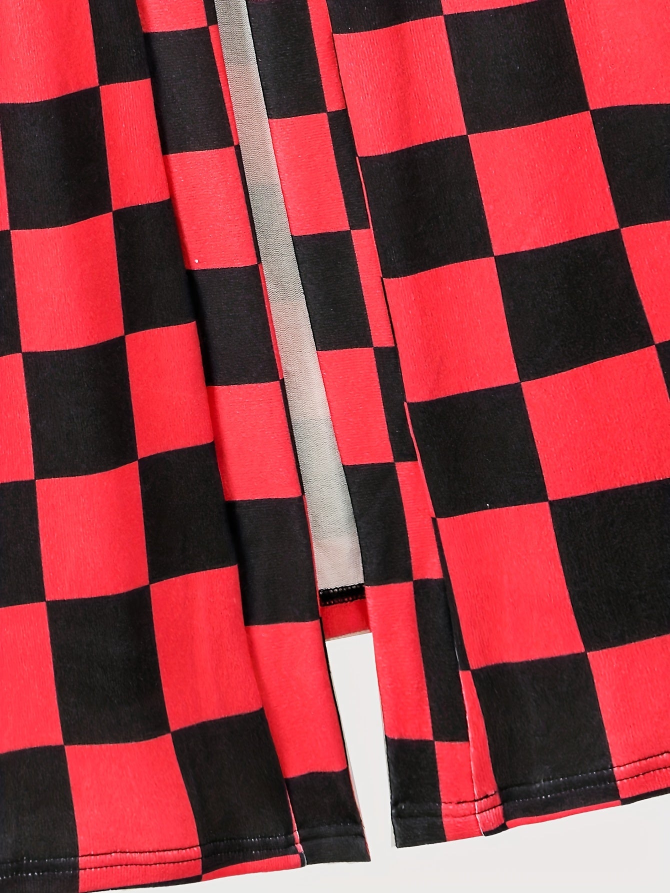 Checker Print Open Front Cardigan