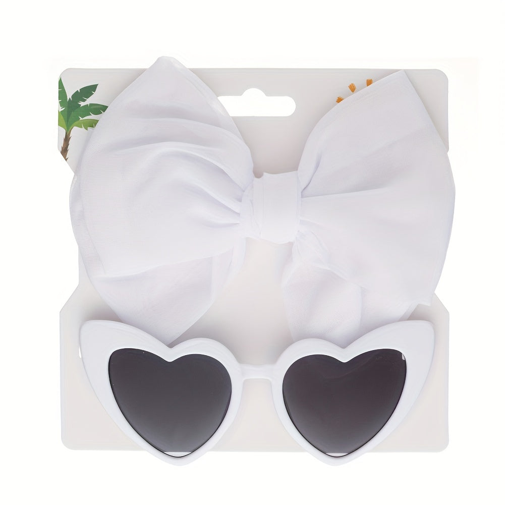 Kids Heart Glasses & Tissue Bow Hairband Set