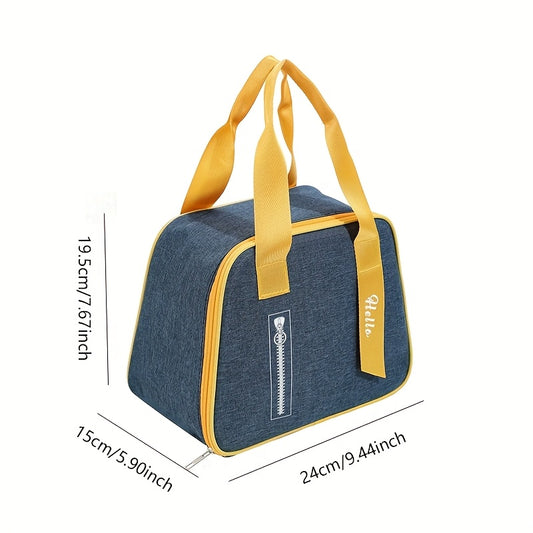 Japanese Style Insulated Lunch Bag Bento Tote Aluminum Foil Yellow Zipper