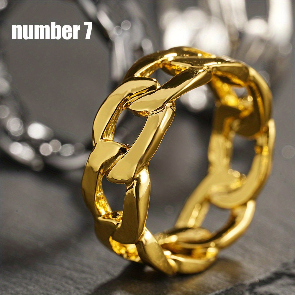 European American Men's Twist Ring Cuban Chain Ring Hip Hop Couple Ring
