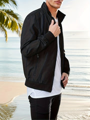 Men's Zip Up Jacket with Pockets for Spring and Autumn