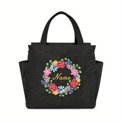 Insulated Lunch Bag Canvas Thermal Bento Box Handbag Large Capacity