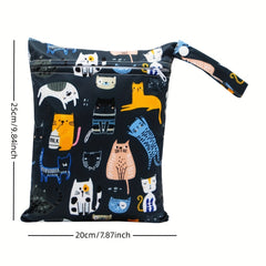 Cat Print Small Wet Bag 20 Reusable