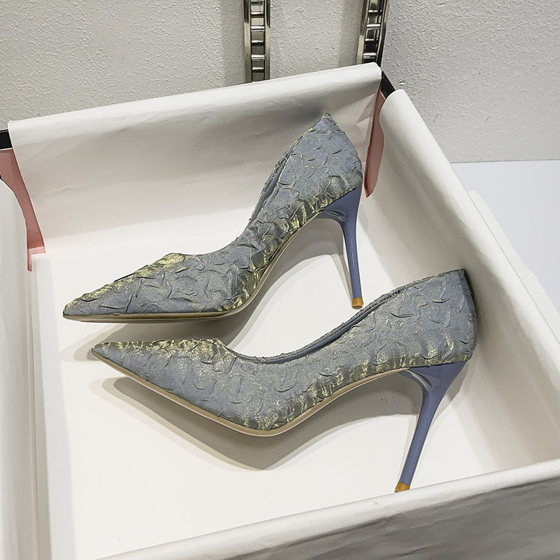 Point Toe Stiletto Heeled Pumps Women Work Shoes High Heels