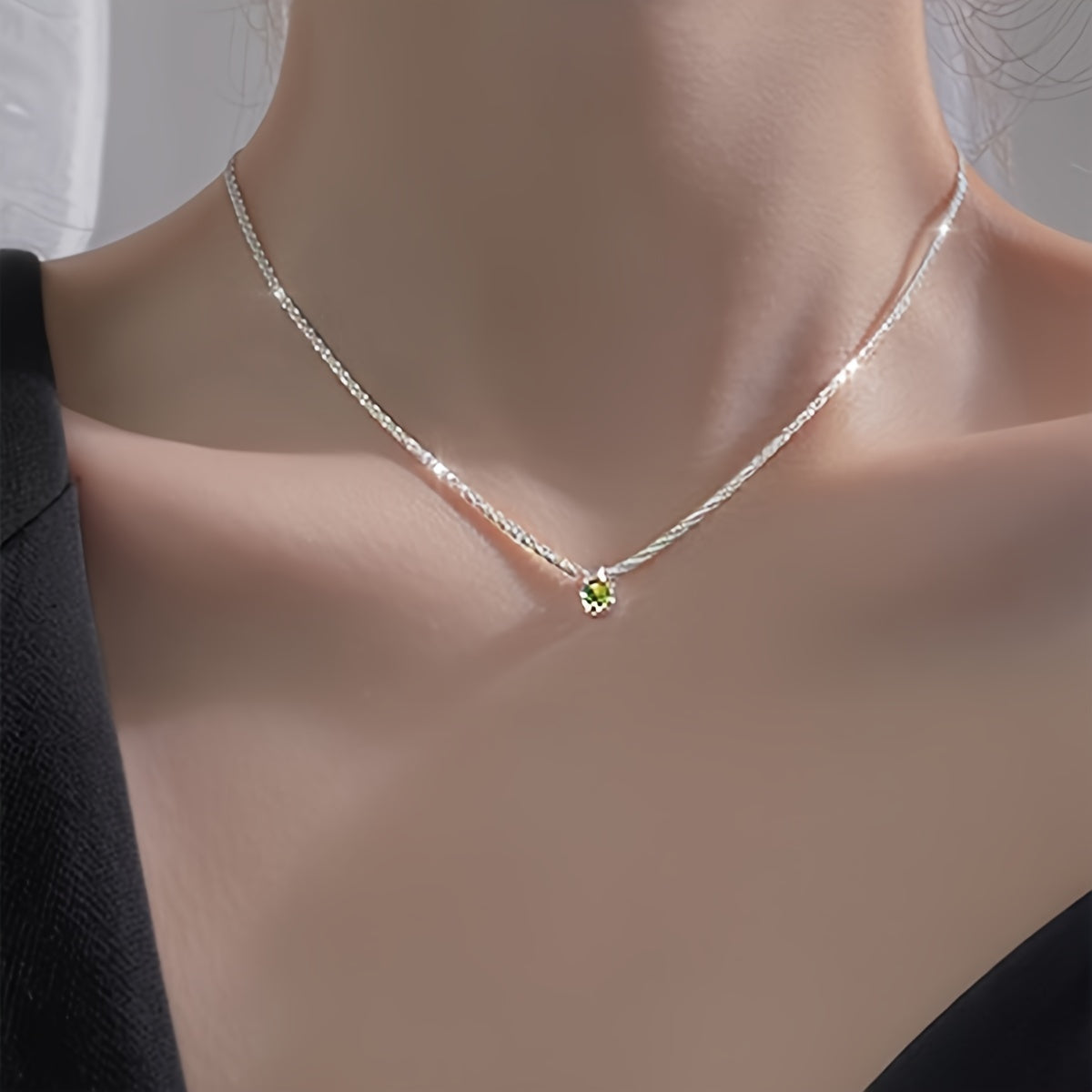 Zircon Necklace With Tiny Pendant Copper Neck Chain Jewelry