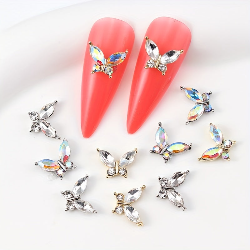10 pcs 3D Butterfly Nail Charms for Acrylic Nails Metallic Butterflies