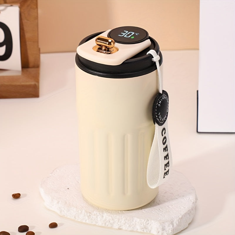 5oz Insulated Coffee Mug with Temp Display, Travel Cup, Metal Landscape Theme