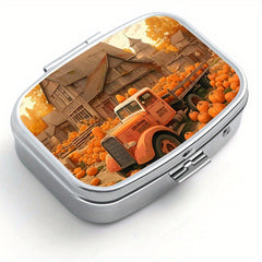 Pumpkin Pattern Printed Medicine Box Two Compartment Pill Box