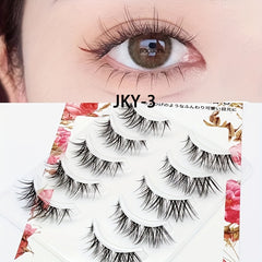 5 Pairs Natural False Eyelashes Lightweight Cosplay Wispy Lashes Extension