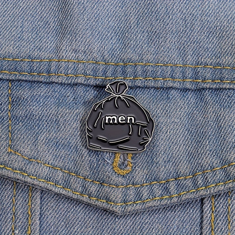 Men Garbage Bag Enamel Pins Custom Brooches Funny Punk Jewelry Gift