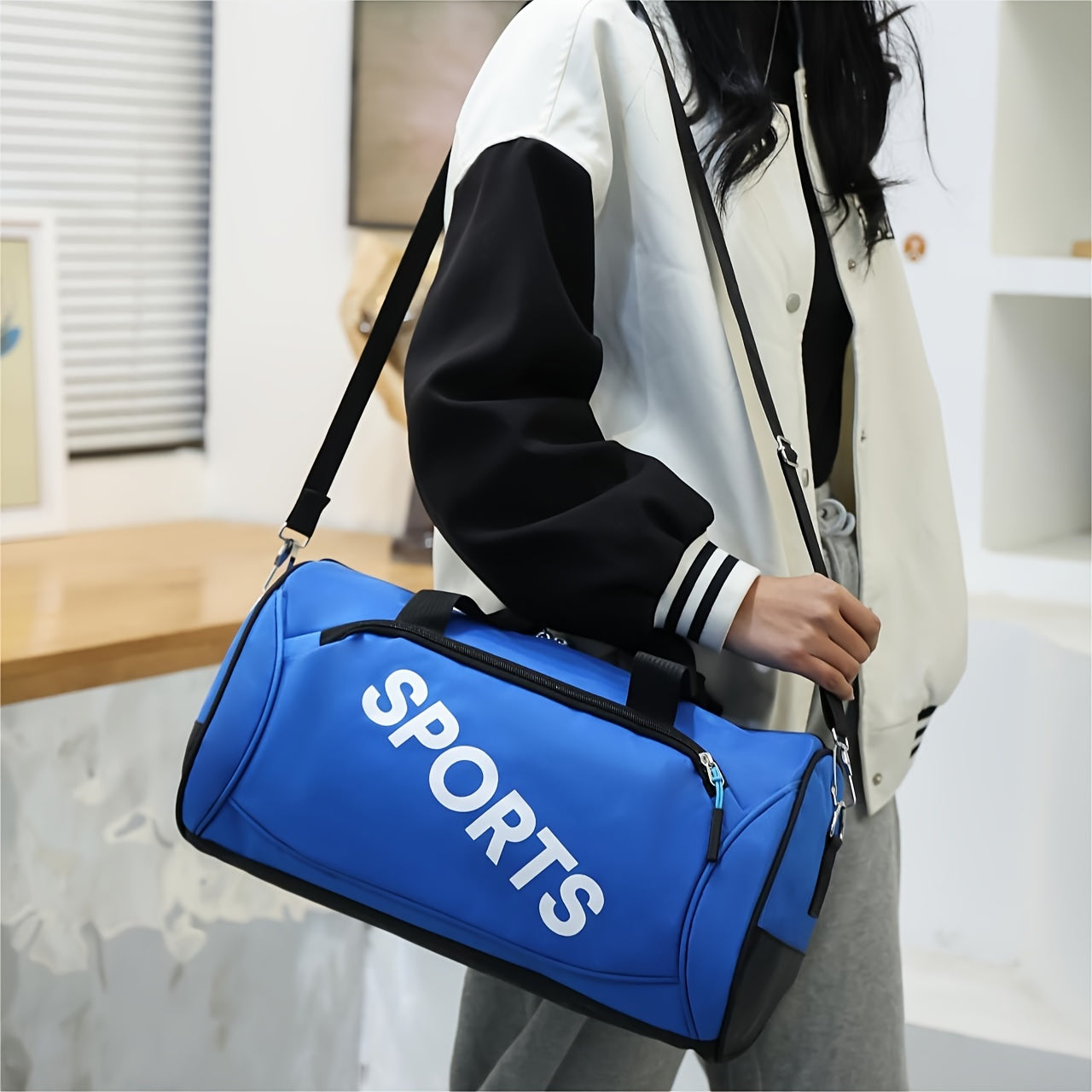 Large Capacity Gym Bag Portable Duffel Oxford Fabric Pink Red Green