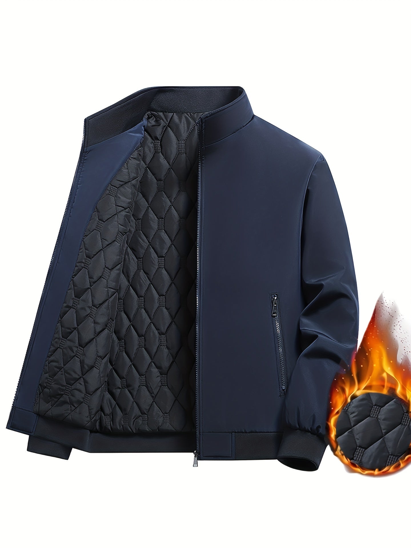 Men's Casual Zipper Jacket Solid Stand Collar