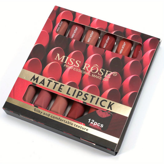 12pcs Matte Lipstick Kit Long Lasting Moisturizing Formula