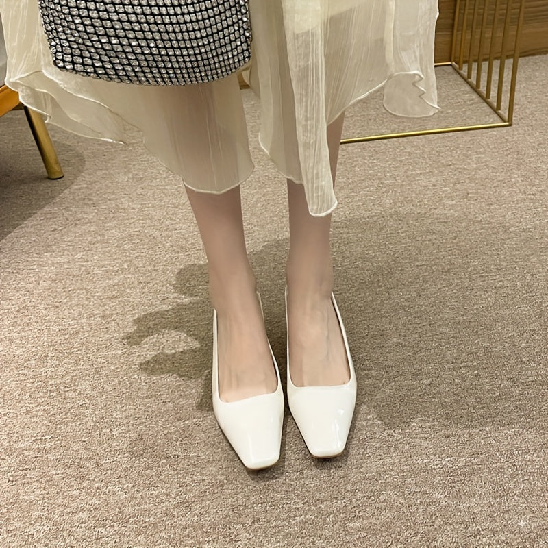 Women's Square Toe Slingback Heels Slip On Dress Pumps