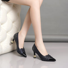 Women's Pointed Toe Stiletto Heels Faux Leather Pumps