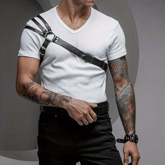 Men's Leather Shoulder Strap PU Leather Suspenders