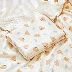 Lightweight Bear Kids Blanket Beige Polyester Hand Washable