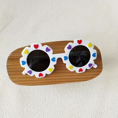 Heart Pattern Round Sunglasses for Girls and Boys