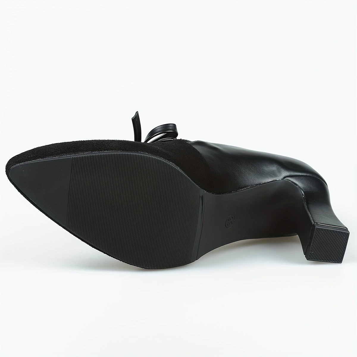 Women's Bowknot Court Pumps Pointed Toe Block Heels