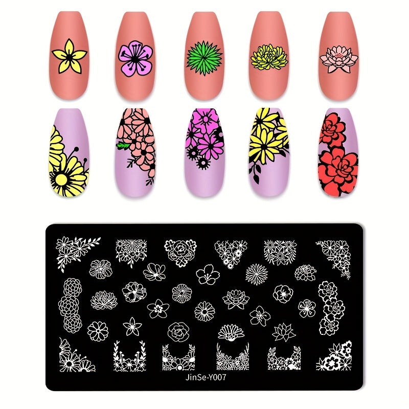 Stainless Steel Nail Stamping Plates Flower Fruits Image Stamp Template