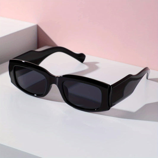 Square Frame Sunglasses Minimalist Solid Glasses Wide Temple UV400