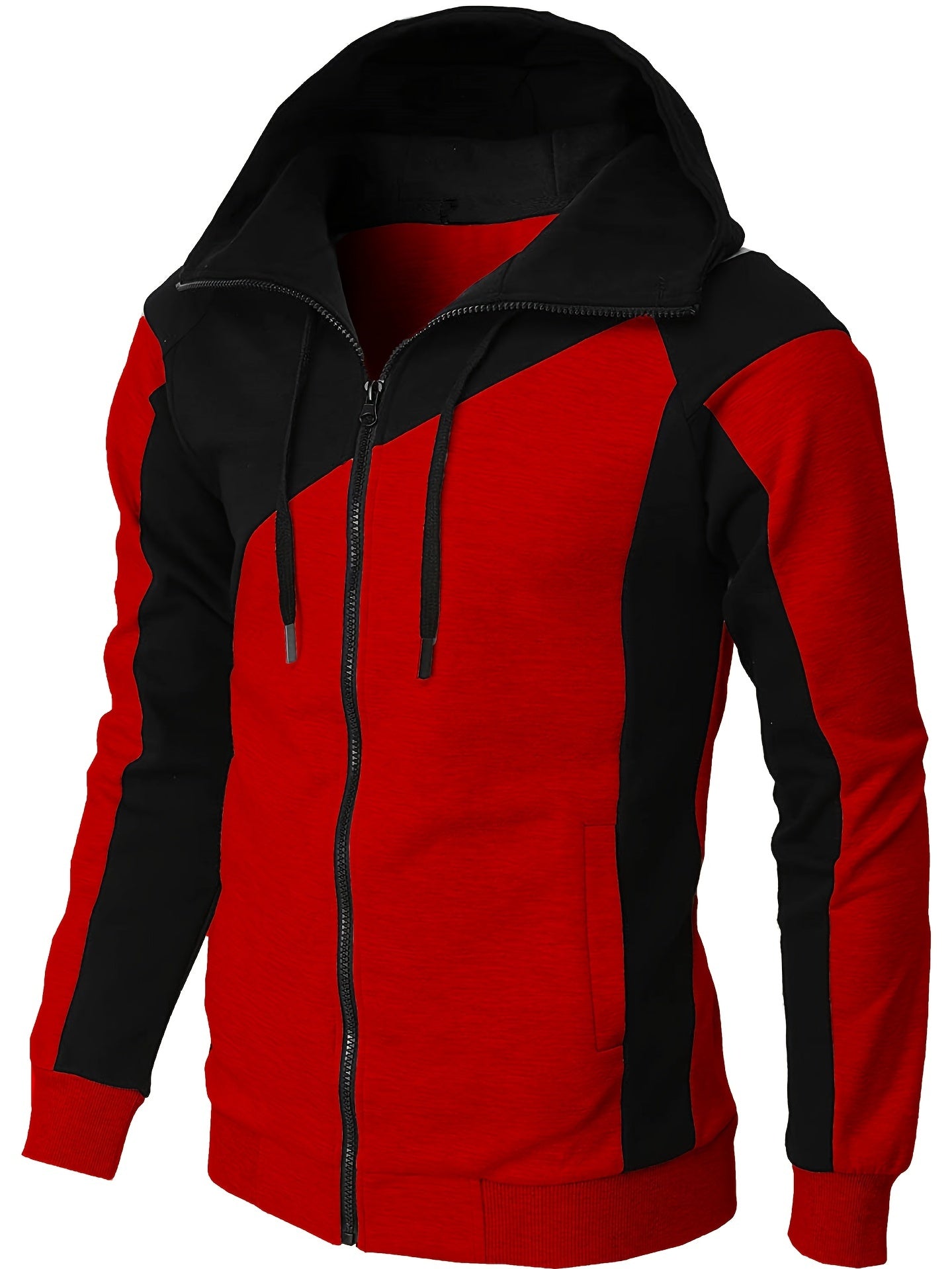 Men's Casual Block Zip Up Jacket With Hood