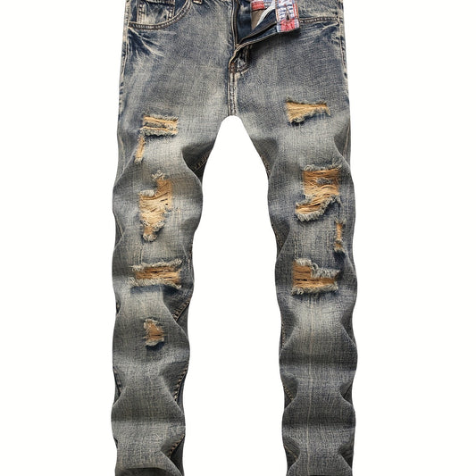 Men's Retro Ripped Jeans Straight Leg Fit