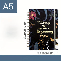 1pc Spiral Weekly Planner Monthly Planner Flower Schedule English Diary