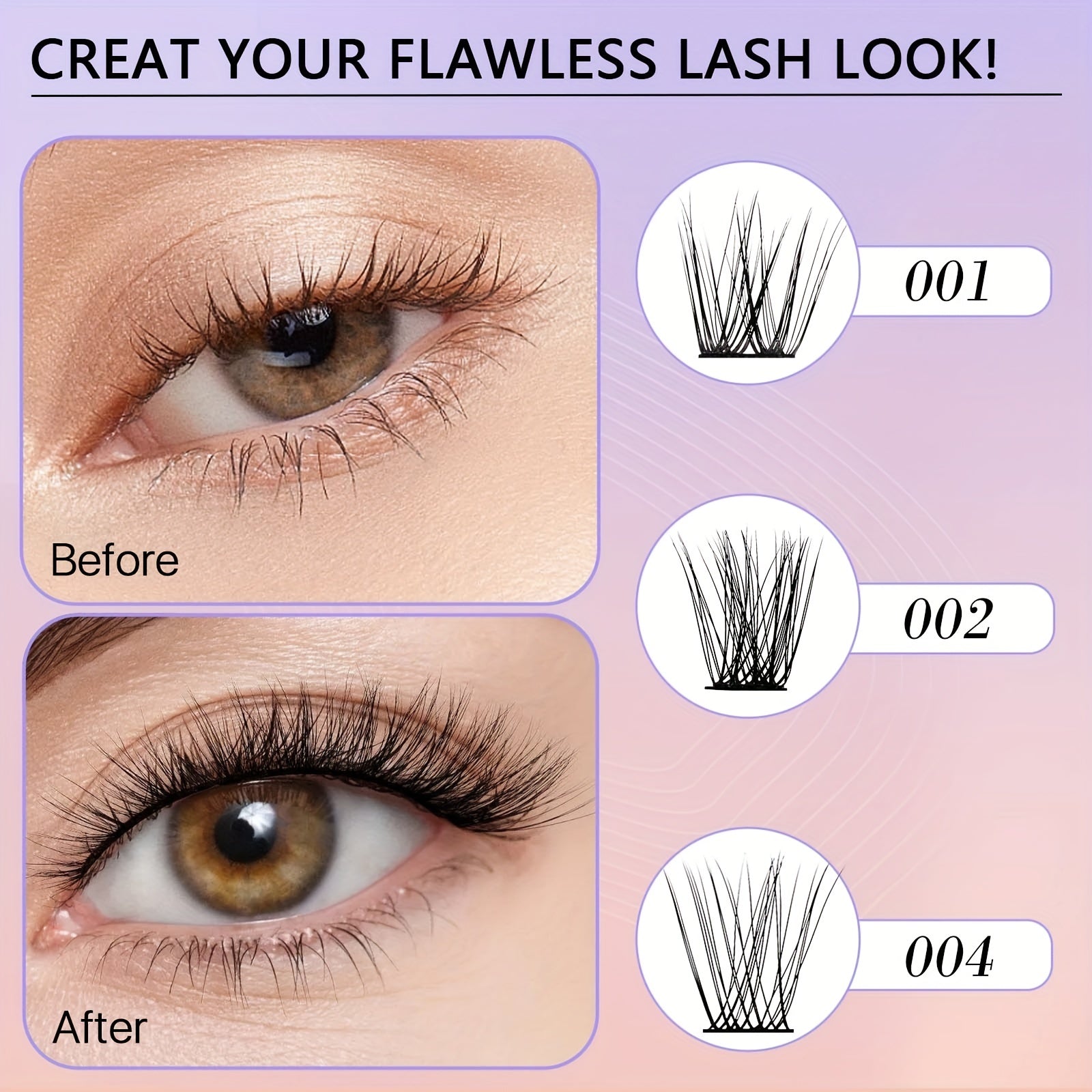 DIY Eyelash Extension Kit with 5 Clusters and Eye Glue
