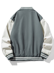 Men's Block Zip Up Baseball Jacket