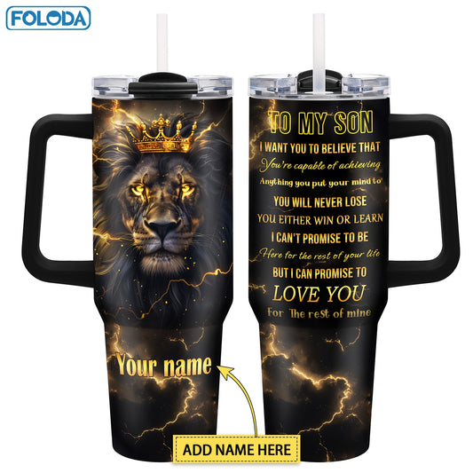 Personalized Lion Tumbler Mug for Son
