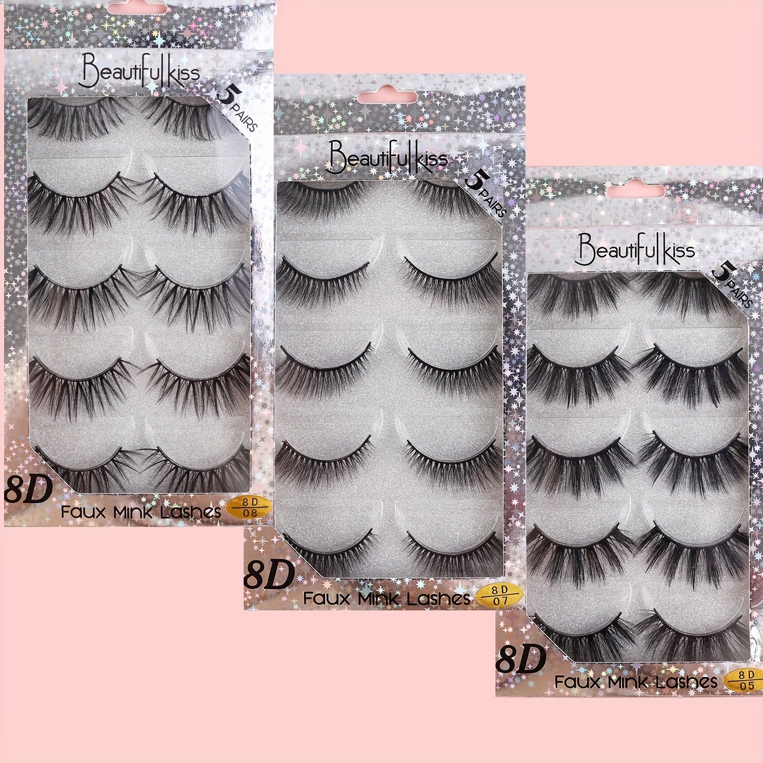 5 Pairs 8D Fluffy Wispy Eyelashes Natural Volume Crisscross Lashes Extension