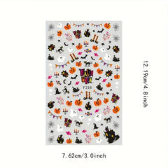 Halloween Nail Art Stickers Decals Ghost Pumpkin Witch Self Adhesive
