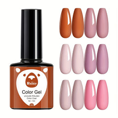 Nude Pink Gel Nail Polish Kit 6 Colors Soak Off No Wipe Gel Varnish Set