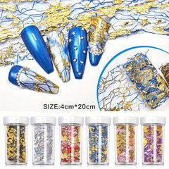 Holographic Nail Foil Flakes Stickers 3D Glitter Line Decoration