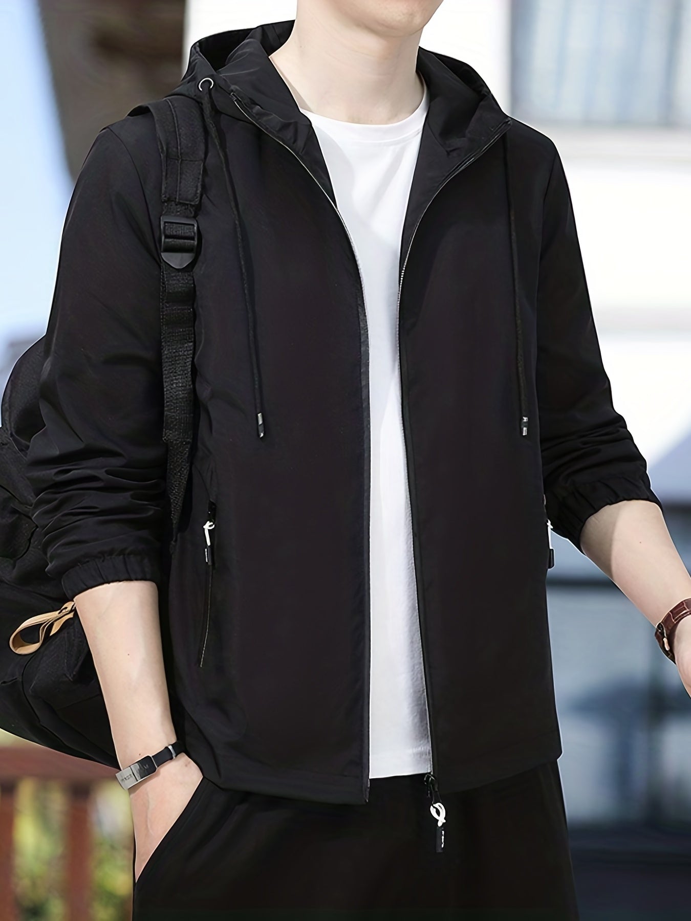 Men's Casual Zipper Pockets Jacket Coat For Spring Fall