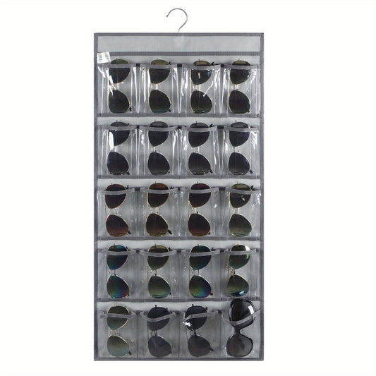 Sunglasses Organizer Wall Mounted Eyeglasses Holder with 20 Clear Slots