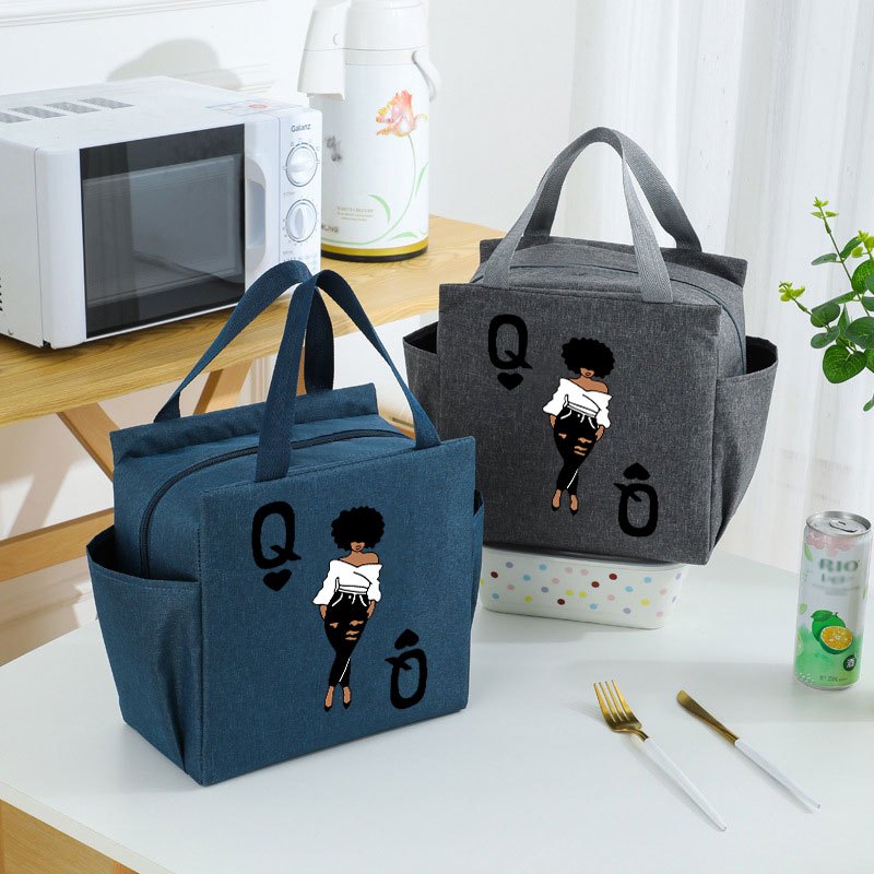 Queen Insulated Lunch Bag Oxford Canvas Tote Cartoon Large Capacity Portable