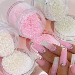 3Pcs Clear Crystal Glass Nail Decoration Balls Mini 3D Caviar Beads Charms