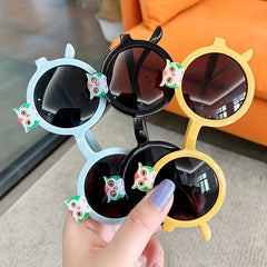 Youth Owl Round Frame Sunglasses Sun Protection Decorative Accessory
