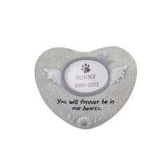 Paw Shaped Pet Memorial Stone with Photo Frame for Dogs or Cats