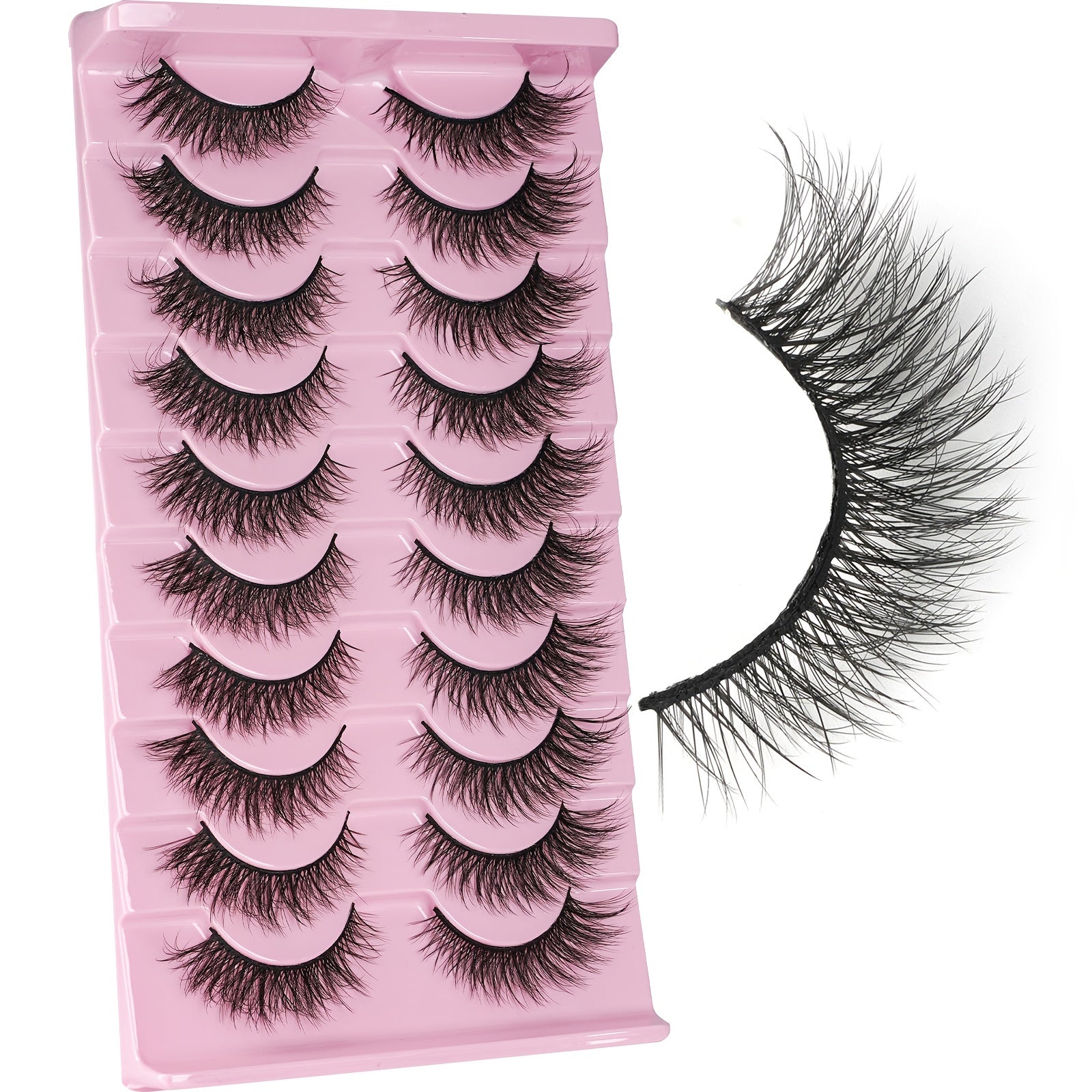 10 Pairs Fluffy 3D Faux Mink Eyelashes Soft Natural Extensions Dramatic Makeup