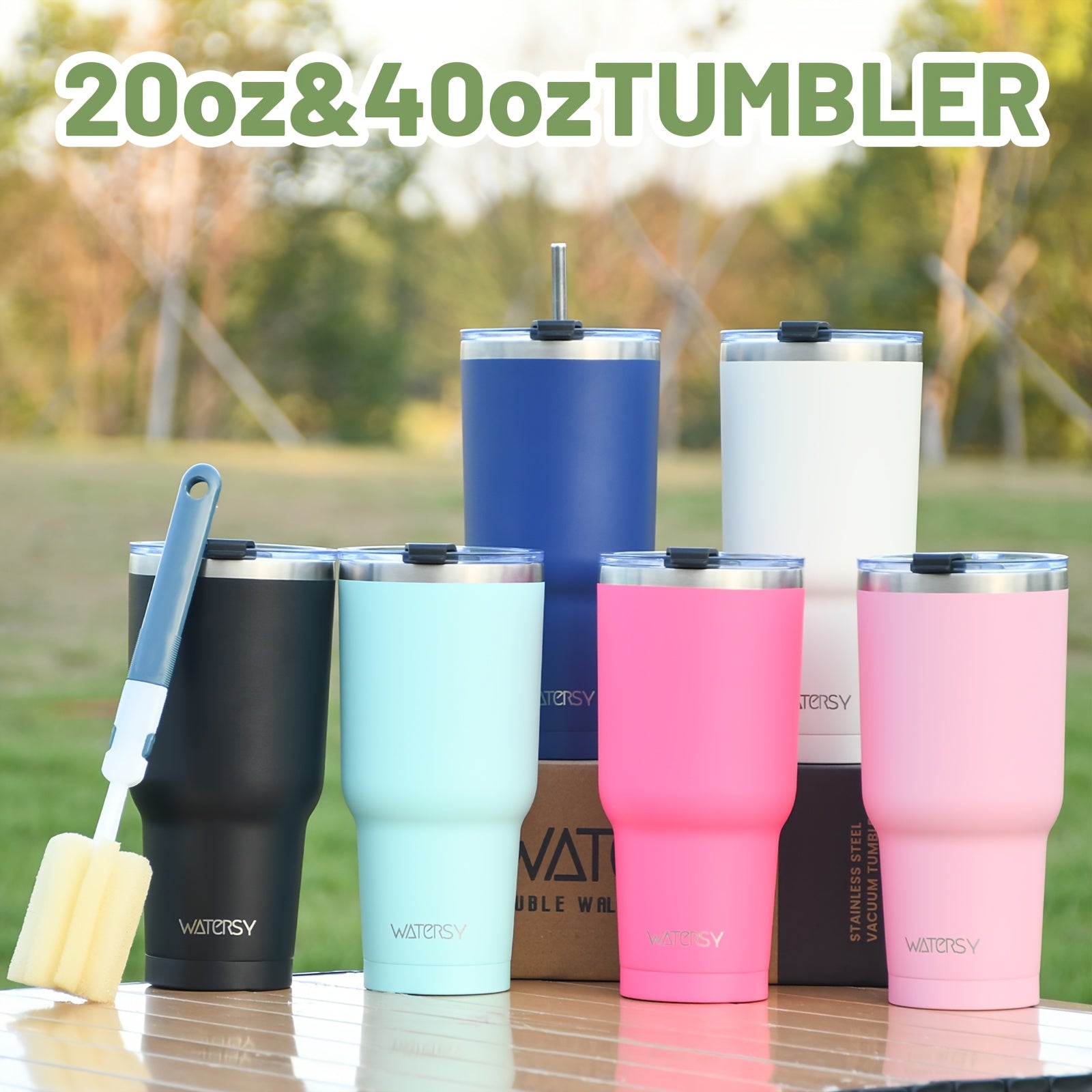 Watersy 20oz 40oz Stainless Steel Tumbler Insulated Travel Mug