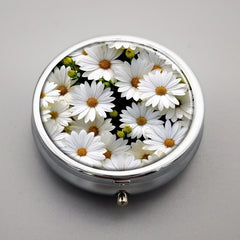 Flower Pill Case 3 Compartment Metal Organizer Portable Medicine Vitamin Holder