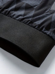 Geometric Print Men's Casual Zipper Pockets Jacket Coat