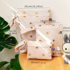 3pcs Sun Print Wet Dry Bag Portable Diaper Bag Menstrual Pad Mini Storage Bag
