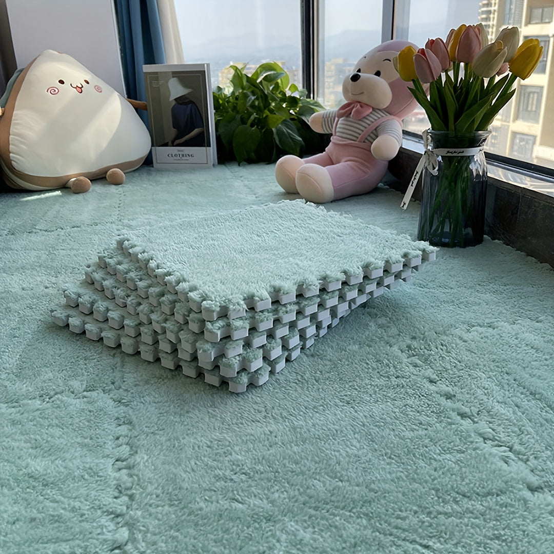 10pcs Plush Foam Puzzle Mats for Kids' Bedrooms & Floors