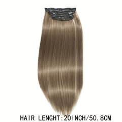 Long Straight Clip In Hair Extensions Synthetic Hair Pieces Natural Look