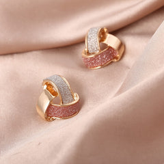Two Tone Stud Earrings For Women Girls 1Pair