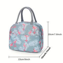Insulated Lunch Bag with Bear & Tropical Letter A Thermal Cooler Tote